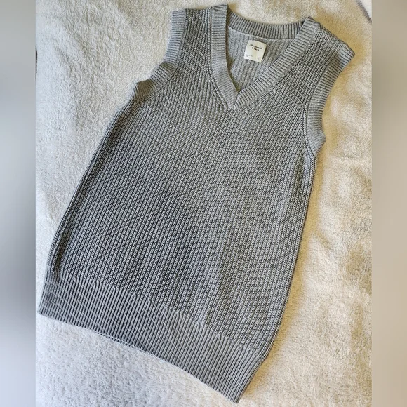 knee length dresses for ladies Navy & Taupe Striped Knit Sweater Vest Dress Final Sale main image 1
